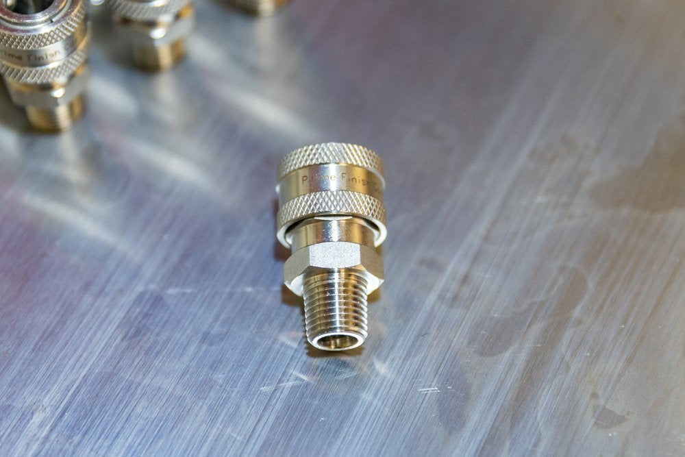 NPT 1/4" Male Stainless Quick Disconnect Coupler - Prime Finish Car Care