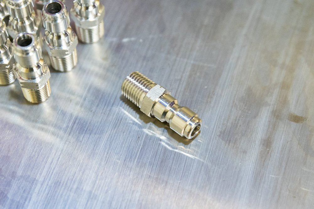 BSP 1/4" Male Stainless Quick Disconnect Plug - Prime Finish Car Care