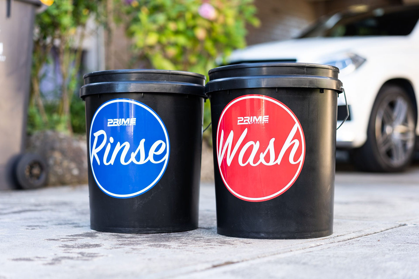 Bucket Water Proof Vinyl Sticker Set - Wash, Rinse, Wheel - Prime Finish Car Care