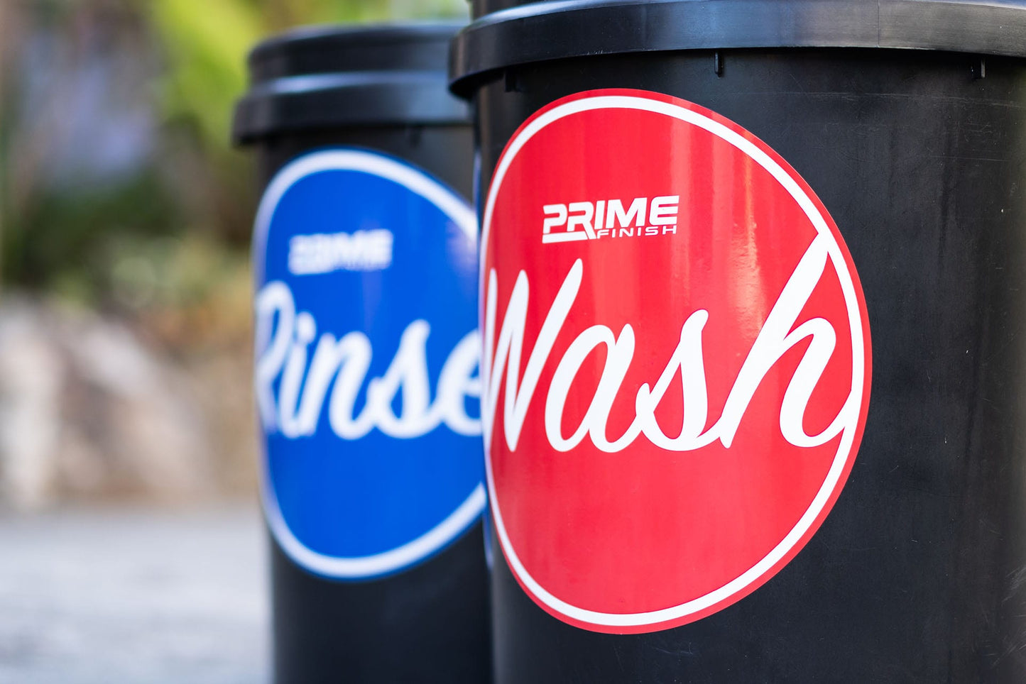 Bucket Water Proof Vinyl Sticker Set - Wash, Rinse, Wheel - Prime Finish Car Care