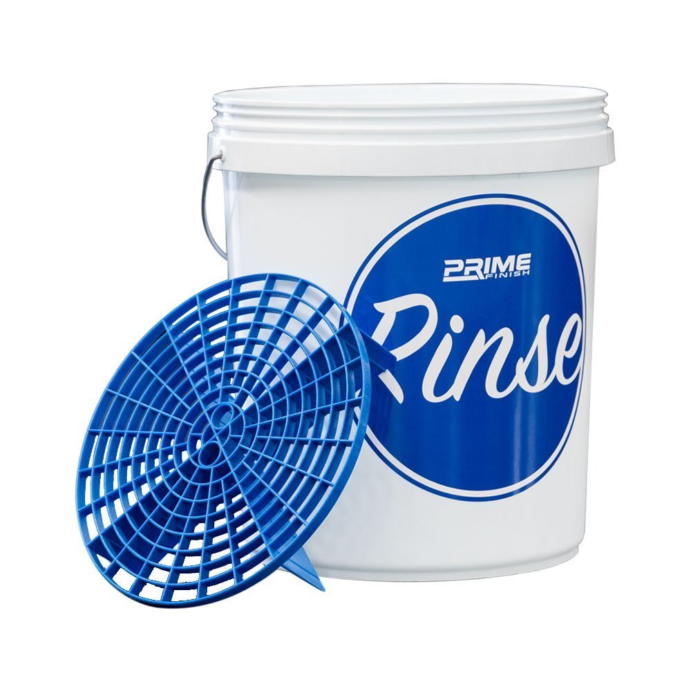 Rinse Bucket with Lid and Blue Grit Guard Insert 20L - Prime Finish Car Care