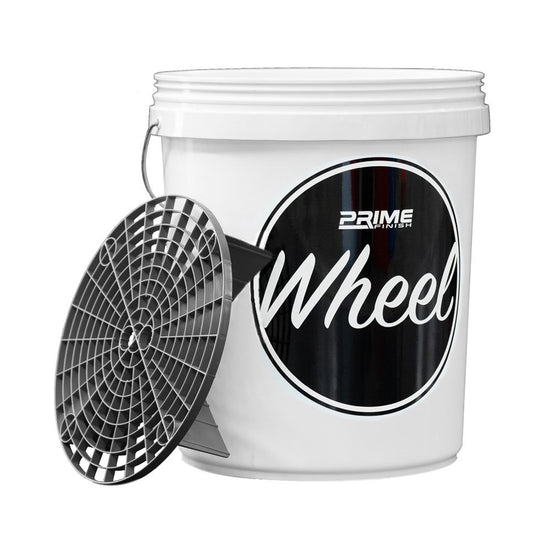 Wheel Bucket with Lid and Black Grit Guard Insert 20L - Prime Finish Car Care